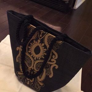 Black straw bag